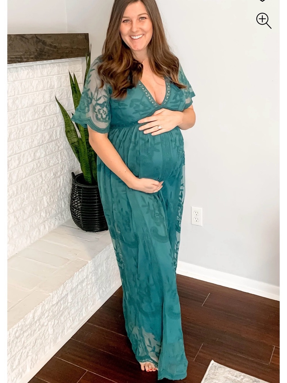 Pinkblush Teal Lace Maternity Maxi Dress XL NWT